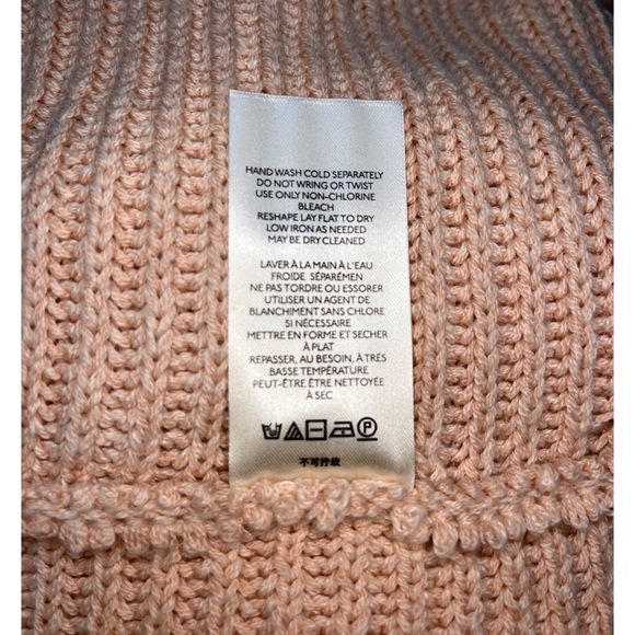 Free People Long Sleeve Collar Sweater Marlie Pullover Ribbed Dusty Pink L 0122 - Picture 11 of 11